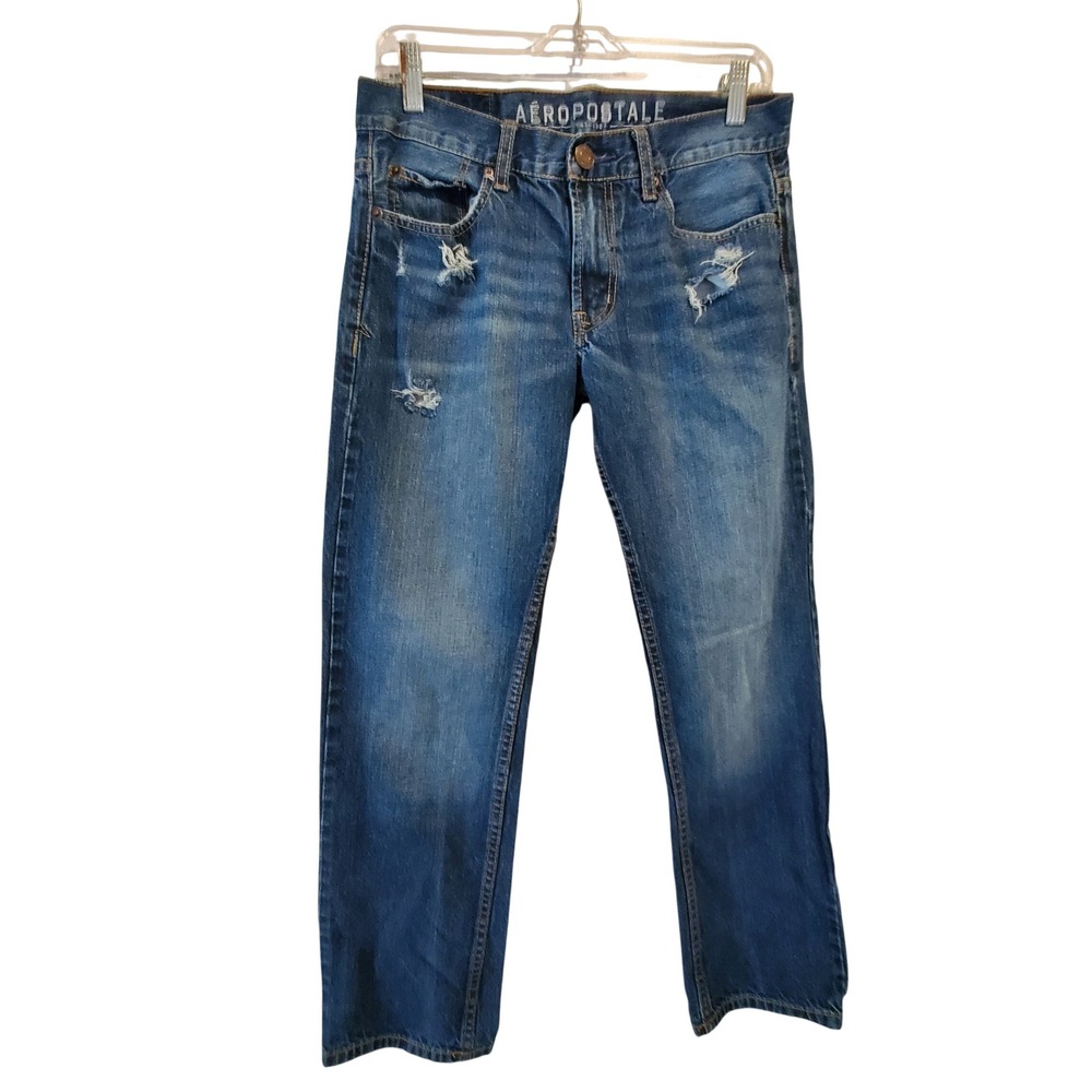 Aeropostale Essex Straight Leg Jeans Mens 29x30  Distressed Denim 100% Cotton